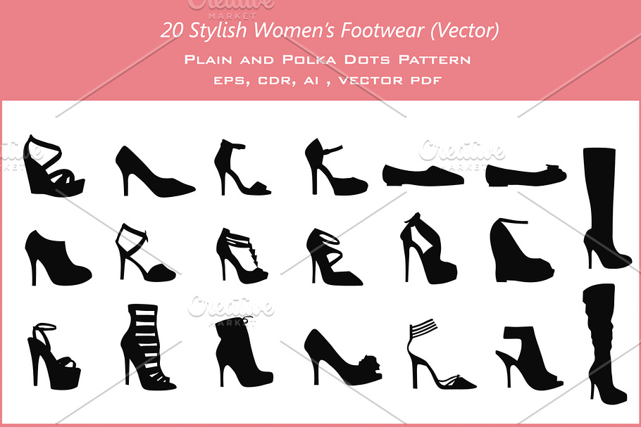 20 Women's Footwear (vector)