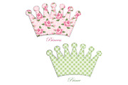 Retro applique of fabric crown in shabby chic style