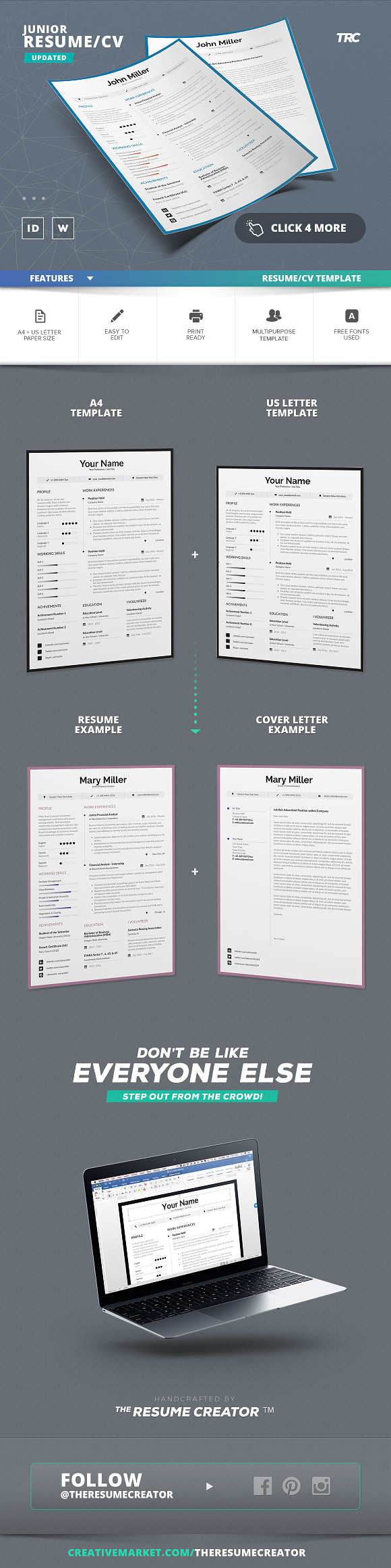Junior Resume/Cv Template Volume 2 in Resume Templates - product preview 1