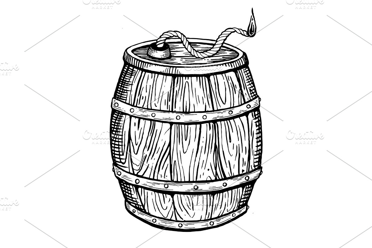 Powder keg engraving vector illustration in Illustrations - product preview 8