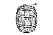 Powder keg engraving vector illustration