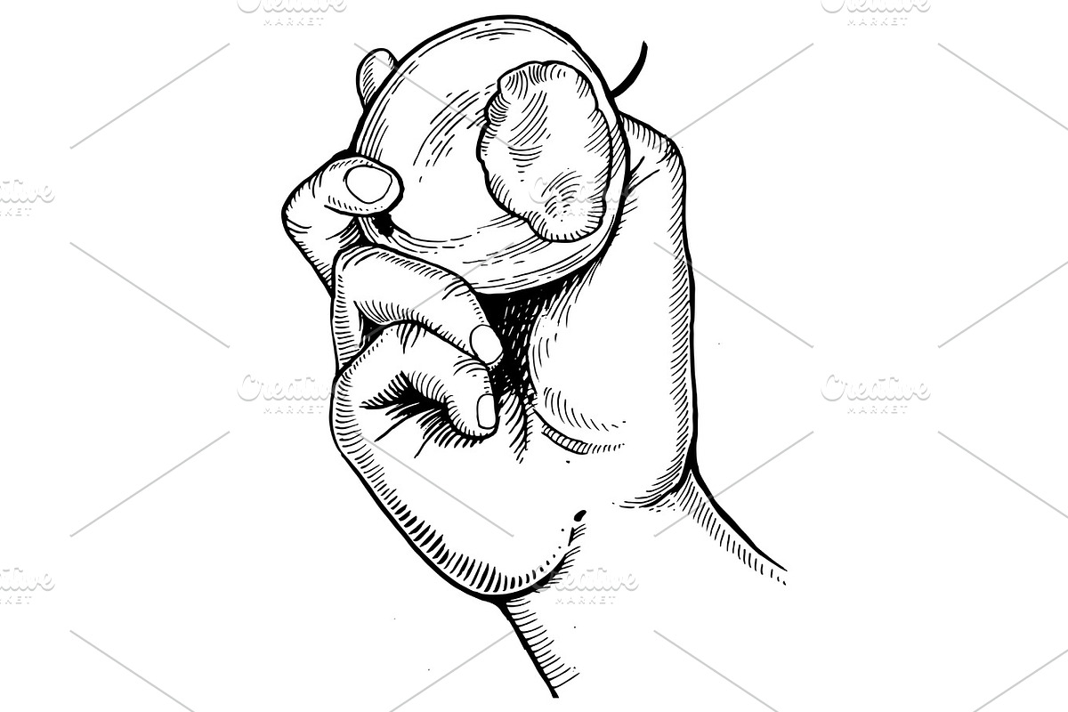 Hand and bitten apple engraving vector in Illustrations - product preview 8