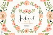 Watercolor coral olive floral wreath