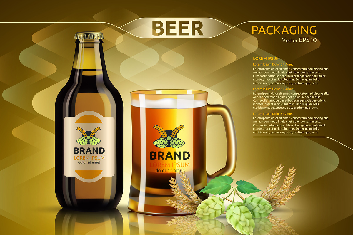 Vector realistic beer bottle mockup in Product Mockups - product preview 8