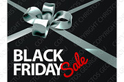Black Friday Sale Silver Ribbon Gift Bow Design