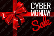 Cyber Monday Sale Gift Ribbon Bow Sign