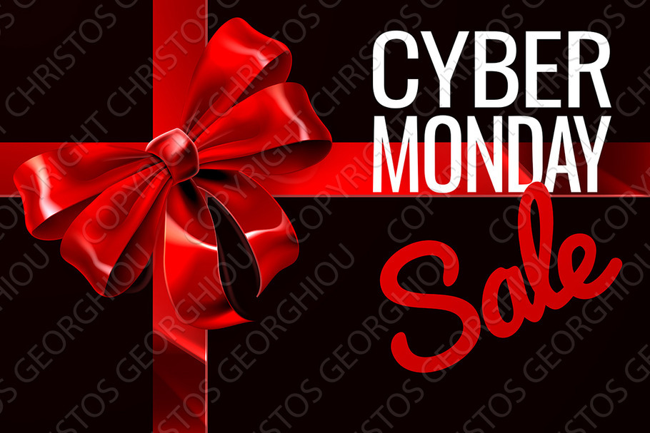 Cyber Monday Sale Gift Ribbon Bow Sign in Illustrations - product preview 8
