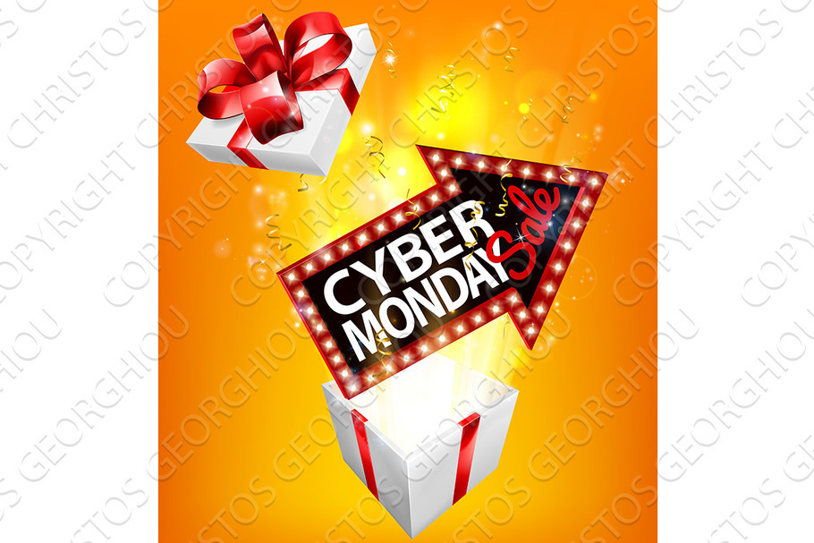 Cyber Monday Sale Exploding Gift Sign in Illustrations - product preview 8