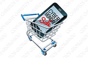 Cyber Monday Sale Mobile Phone Trolley Sign