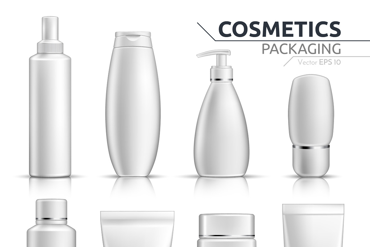 Vector realistic cosmetic bottle set in Product Mockups - product preview 8