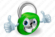 Thumbs up padlock cartoon character