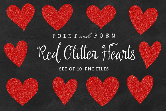 Hand Drawn Red Glitter Hearts in Illustrations - product preview 1