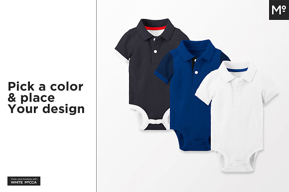 Polo Onesie Bodysuit Mock-ups Set in Product Mockups - product preview 5