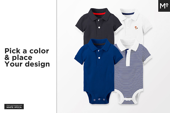 Polo Onesie Bodysuit Mock-ups Set in Product Mockups - product preview 6