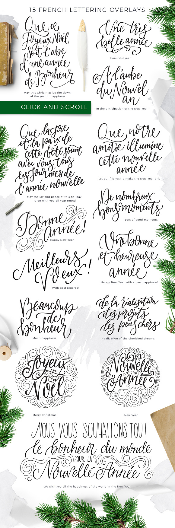 French Christmas lettering overlays in Instagram Templates - product preview 5