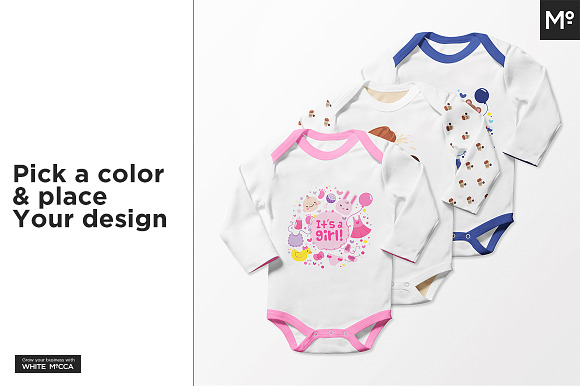 Longsleeve Onesie Mock-ups Set in Product Mockups - product preview 6