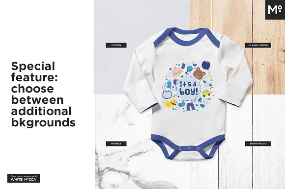 Longsleeve Onesie Mock-ups Set in Product Mockups - product preview 7