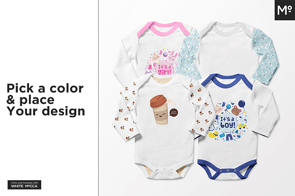 Longsleeve Onesie Mock-ups Set in Product Mockups - product preview 8