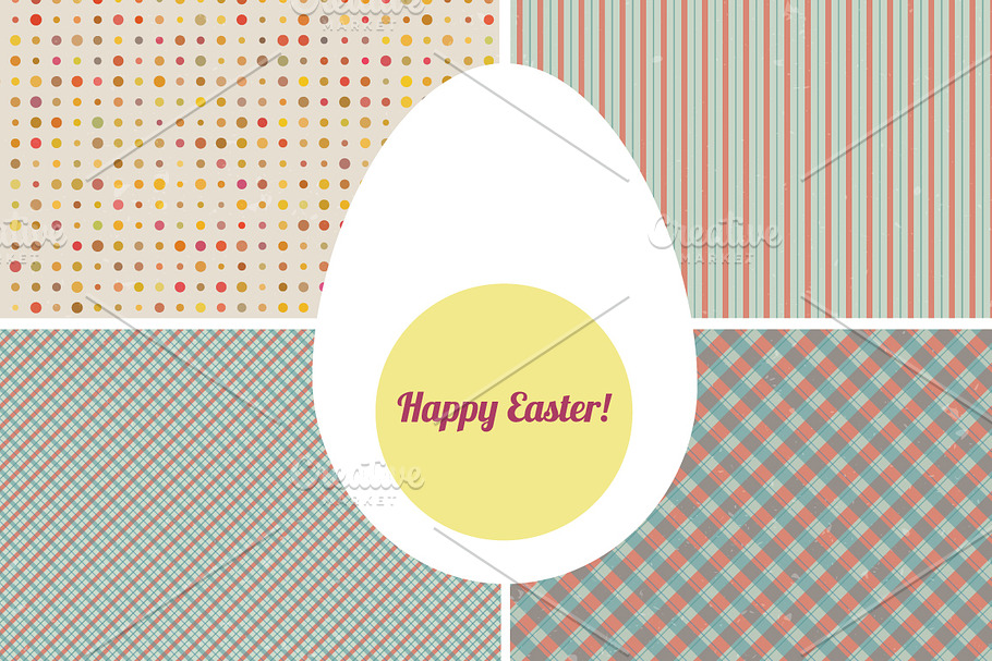 Set of 4 seamless pattern with egg.