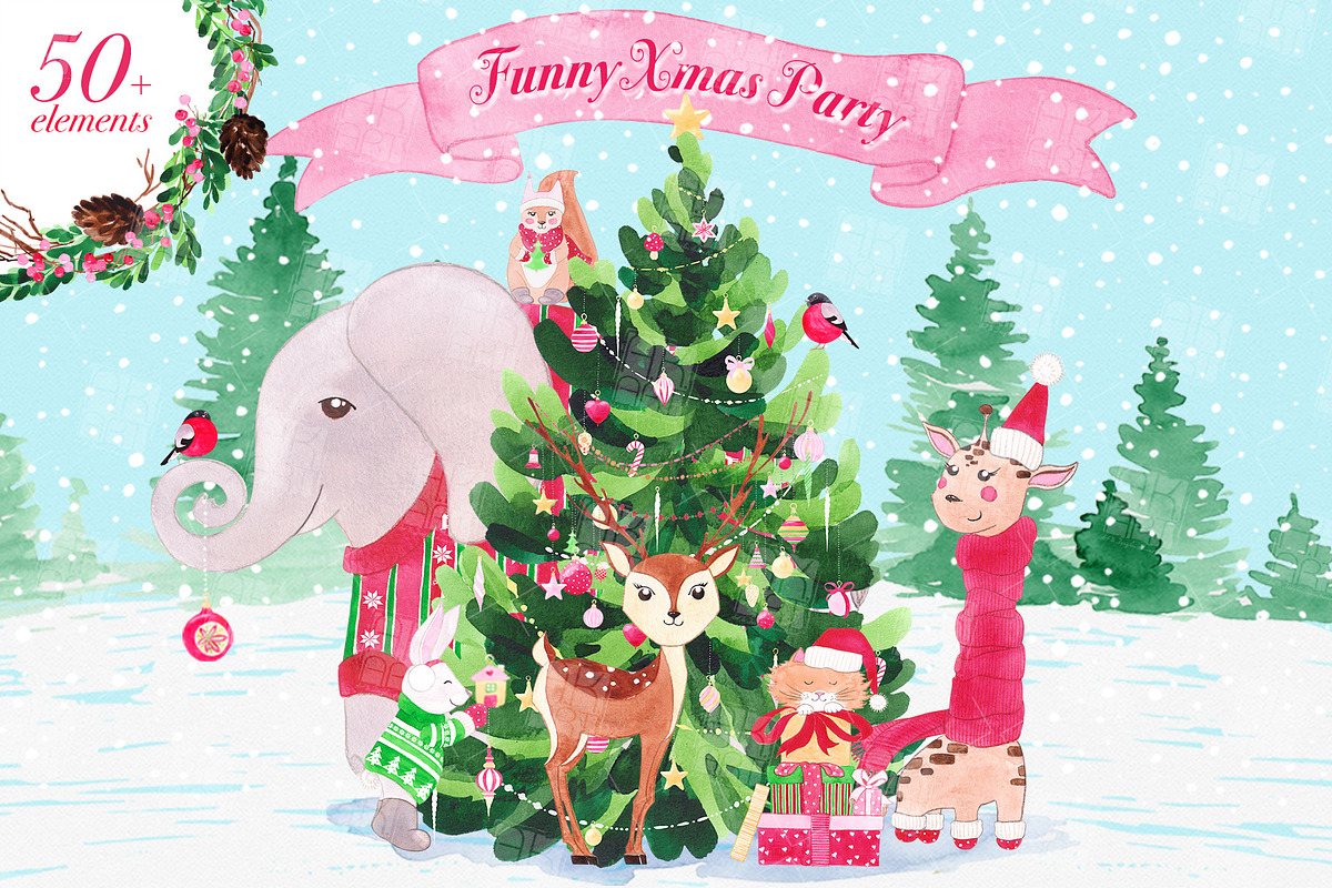 Christmas animals graphic set  in Illustrations - product preview 8