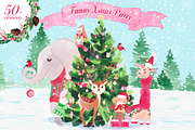 Christmas animals graphic set 