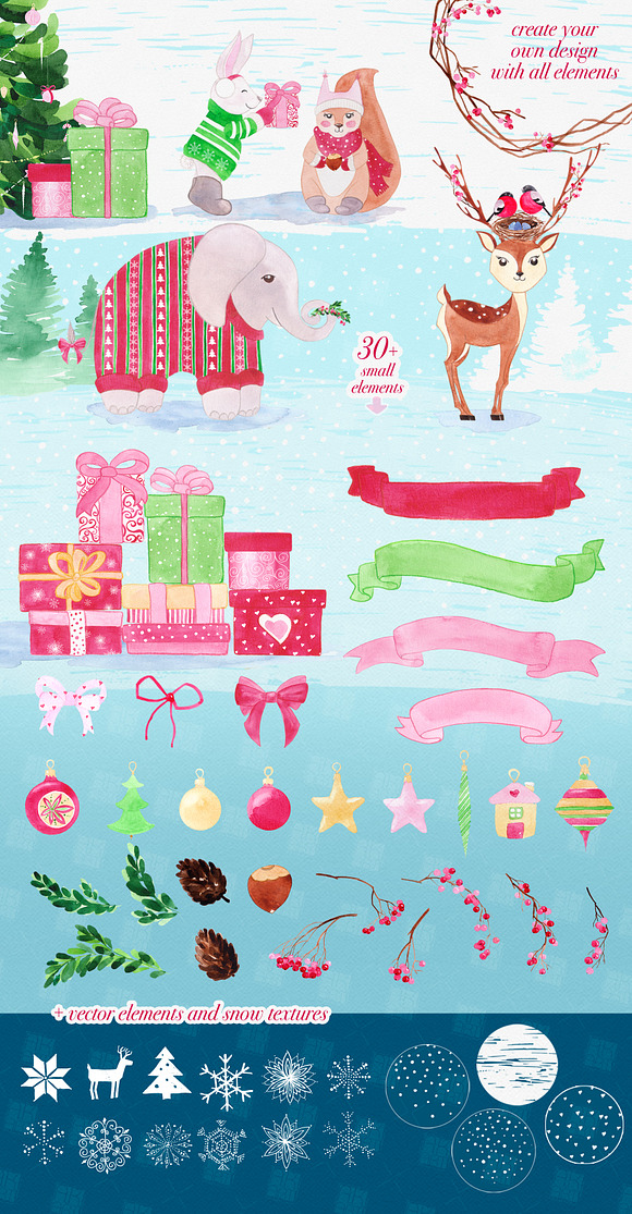 Christmas animals graphic set  in Illustrations - product preview 2