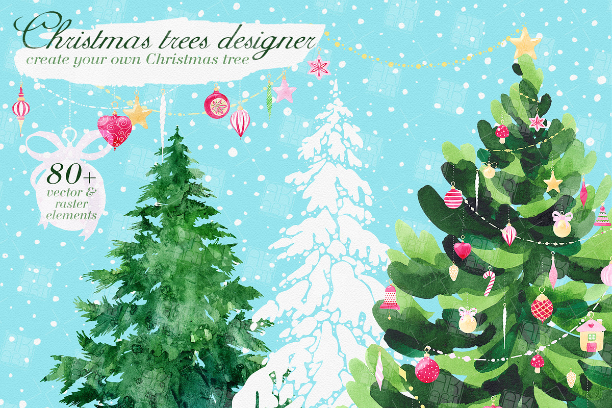 Christmas Tree Designer graphic set in Illustrations - product preview 8
