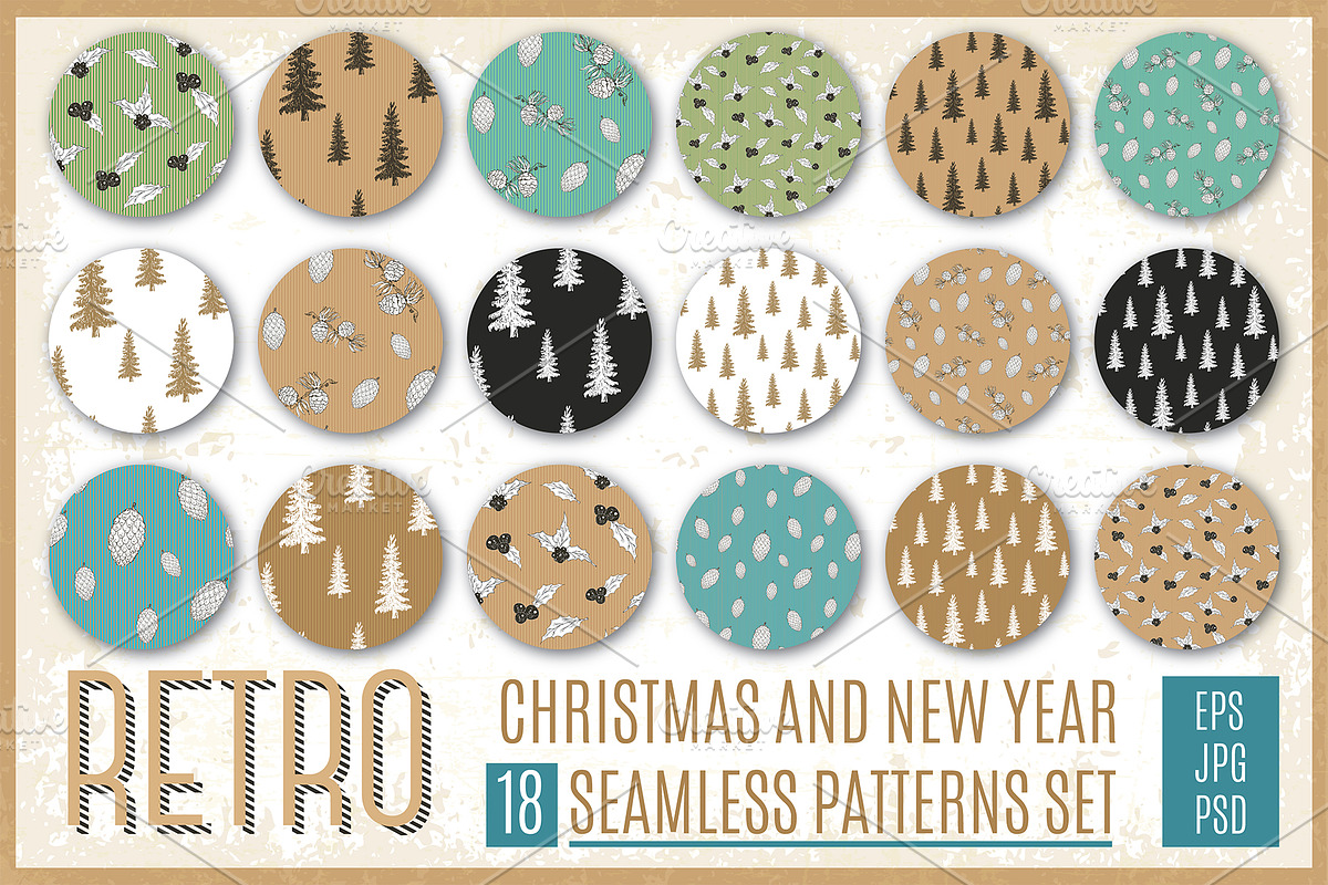 Retro Christmas Patterns Set in Patterns - product preview 8