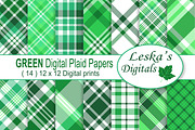 Green Plaid Patterns - Digital Paper