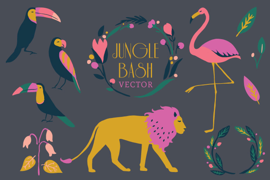 Tropical Forest Vector Set in Illustrations - product preview 8