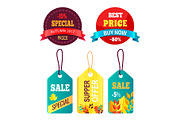 Stickers Set Ready to Use in Shopping Promo Text