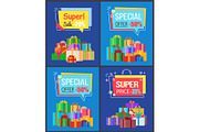 Super Sale Special Offer Set Vector Illustrations