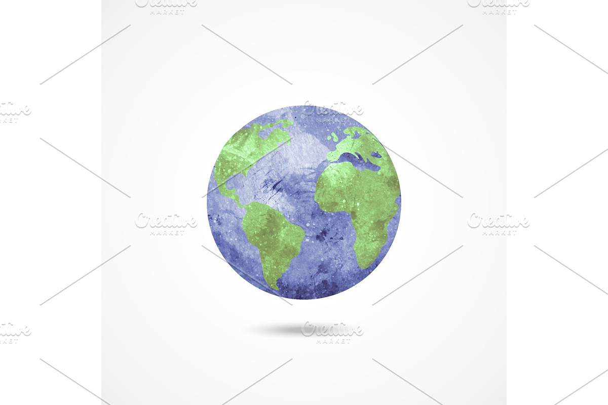 Watercolor Earth globe on white in Illustrations - product preview 8