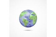 Watercolor Earth globe on white