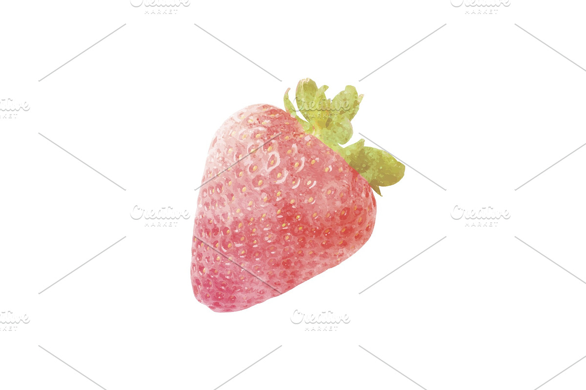 Watercolor Strawberry fruit on white in Illustrations - product preview 8