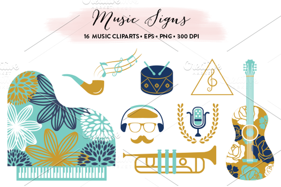 Music Cliparts Collection EPS & PNG