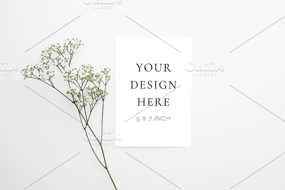 Nordic Floral Stationery Mock Up in Print Mockups - product preview 8