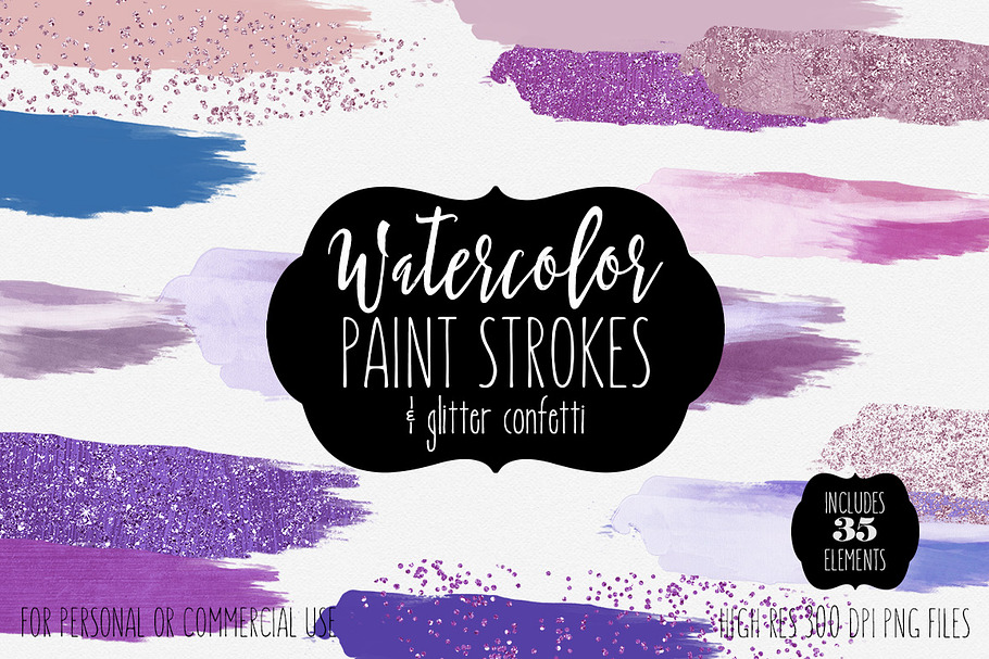 Purple Watercolor Brush Strokes