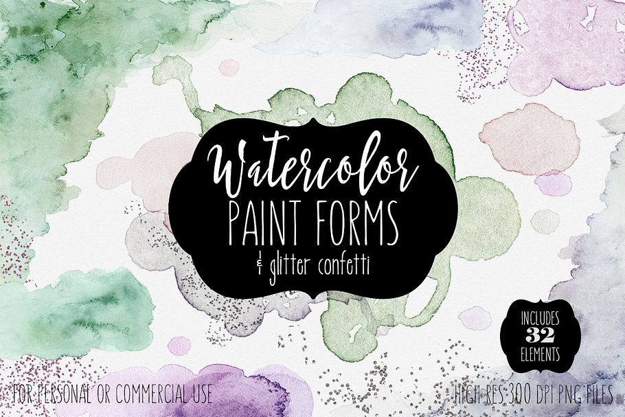 Watercolor Paint Forms & Edges in Textures - product preview 8