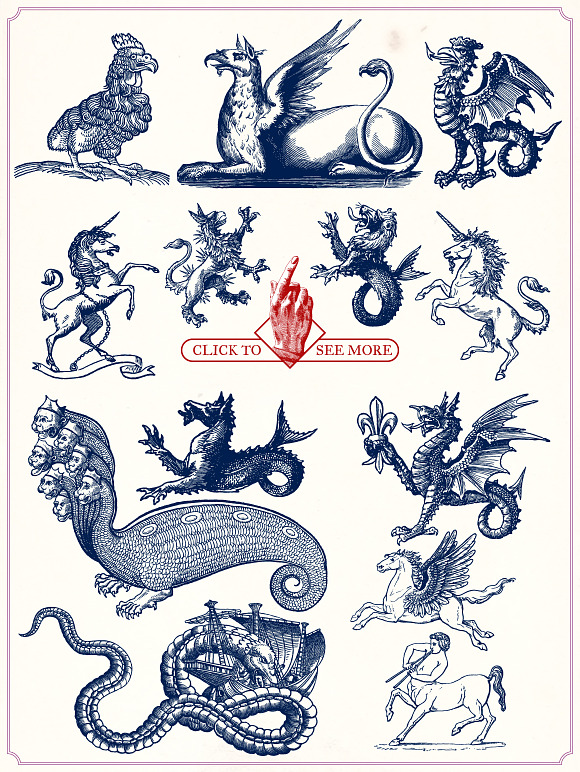 Vintage Mythological Beasts in Illustrations - product preview 2