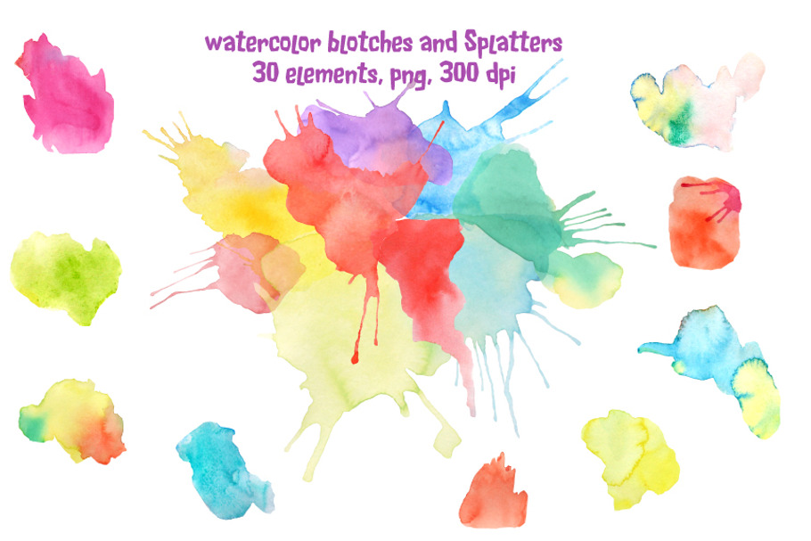 Watercolor Blotches and Splatters in Objects - product preview 8