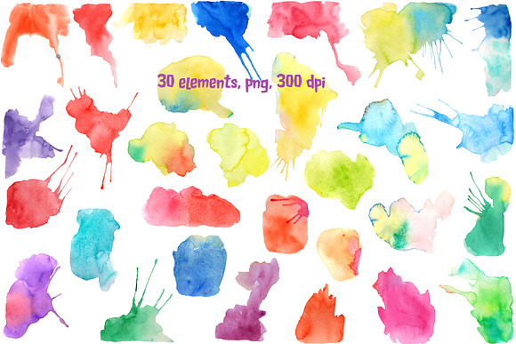 Watercolor Blotches and Splatters in Objects - product preview 1