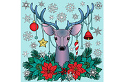 Christmas Deer Composition