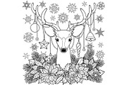 Christmas Deer Outline Composition
