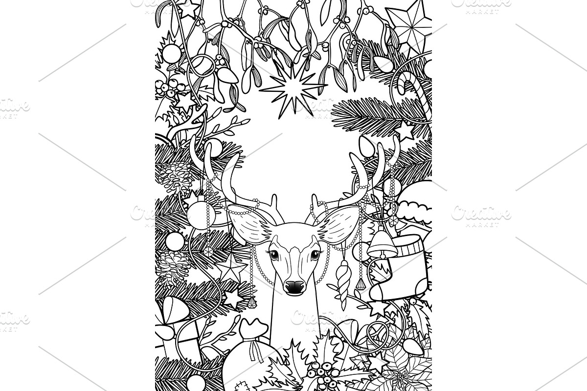 Christmas Deer Greeting Card in Illustrations - product preview 8