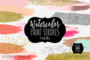 Watercolor & Metallics Brush Strokes