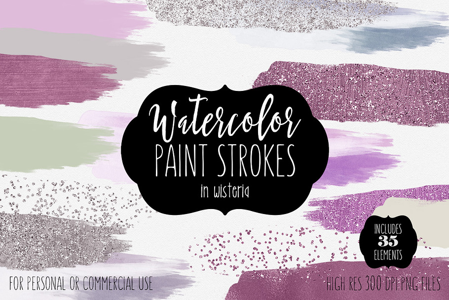 Watercolor Paint Strokes in Wisteria in Textures - product preview 8
