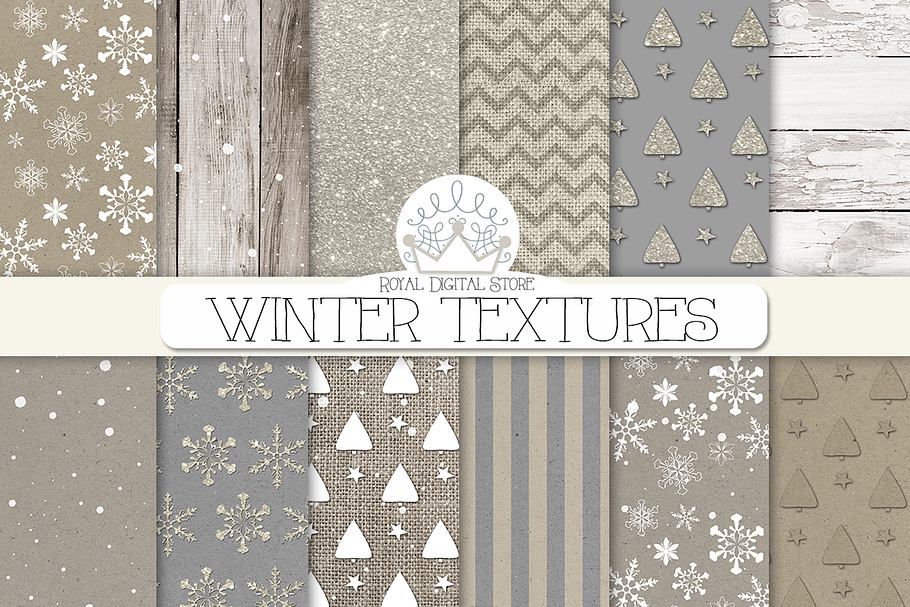 WINTER TEXTURES digital paper pack in Textures - product preview 8