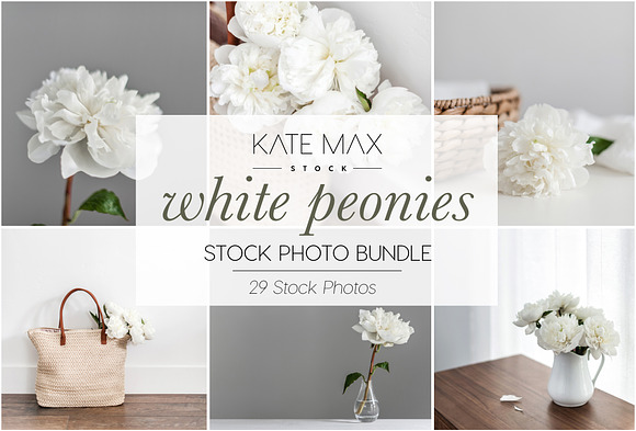 White Peonies Stock Photo Bundle in Product Mockups - product preview 3