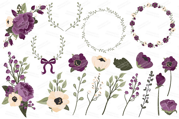 Deep Plum Floral Bicycle Vectors in Illustrations - product preview 3